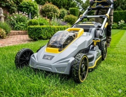 20V 13'' Cordless Lawn Mower, Multi-Functional Grass Cutter with 4.0Ah Battery, 5 Adjustable Height Settings, Durable Manganese Steel Blades, Easy to Use